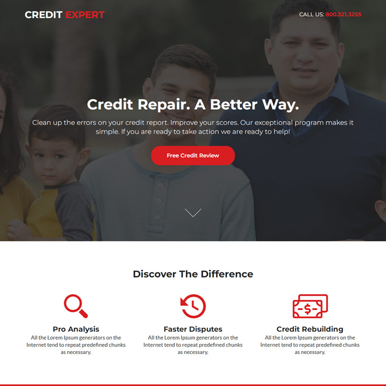 minimal credit repair experts landing page design Credit Repair example