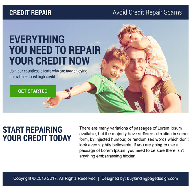 credit repair ppv landing page design Credit Repair example