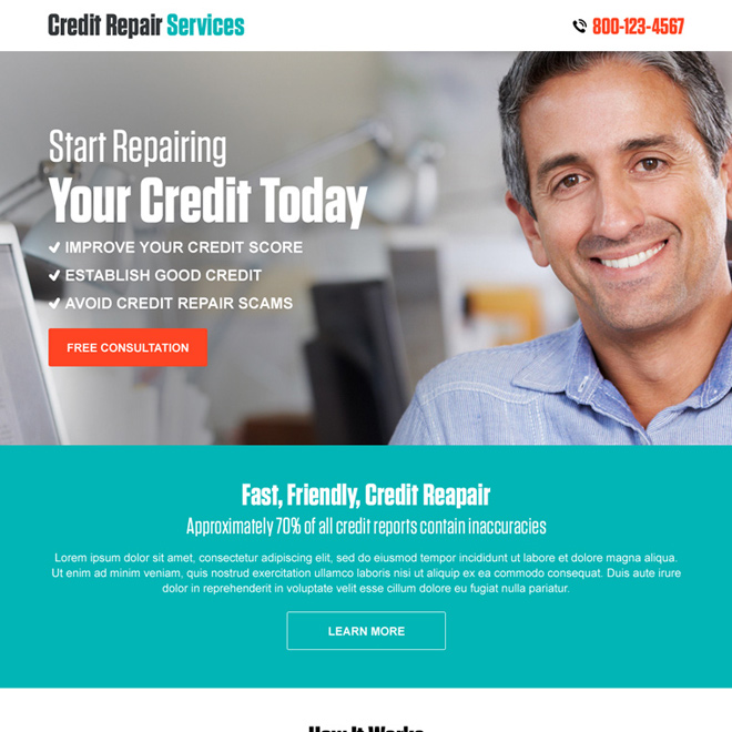 responsive credit repair free consultation landing page