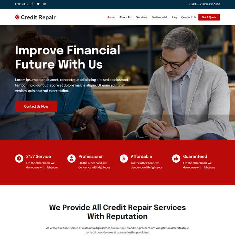 professional credit repair service responsive website design Credit Repair example