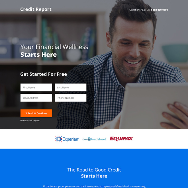 credit reporting agencies responsive landing page Credit Report example