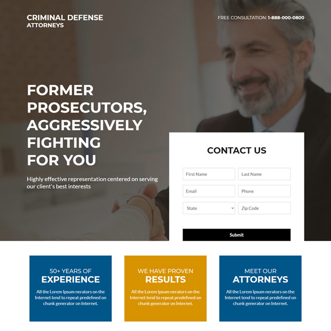 criminal defense attorney responsive landing page design Attorney and Law example