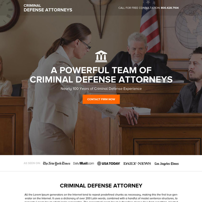 criminal defense attorney firm responsive landing page