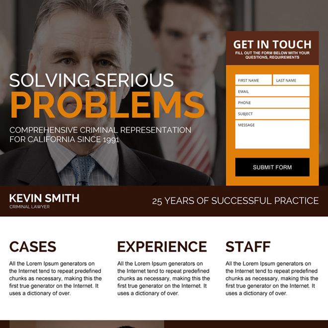 criminal lawyer responsive landing page design Attorney and Law example