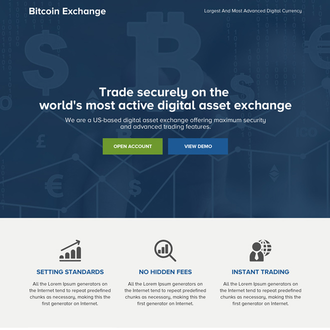 cryptocurrency bitcoin mini responsive landing page