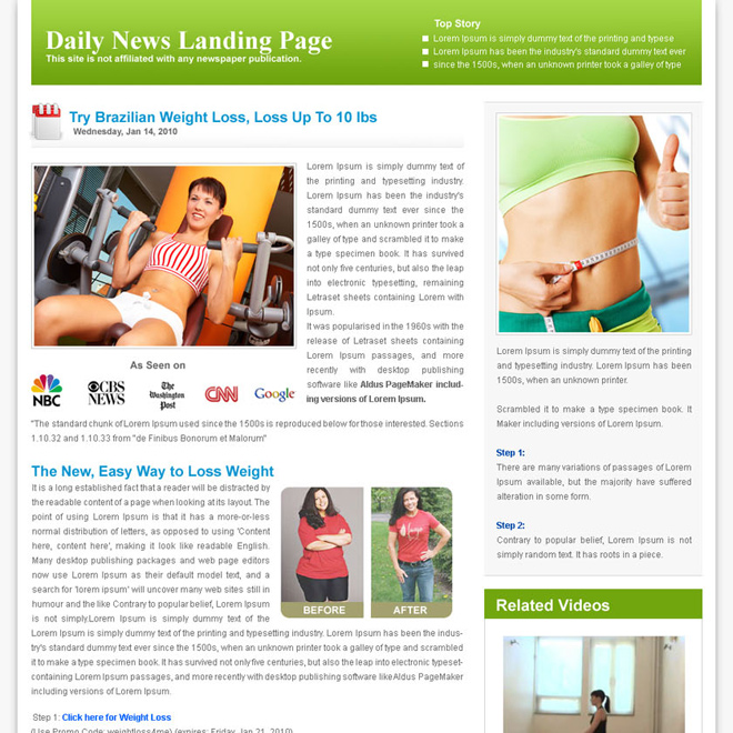 daily news clean landing page design