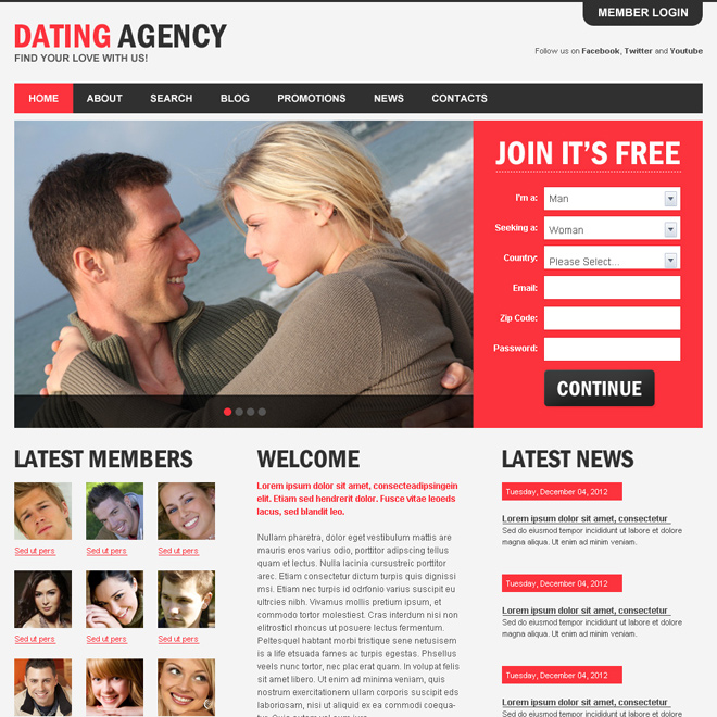 appealing dating agency html website template to capture positive leads Dating example