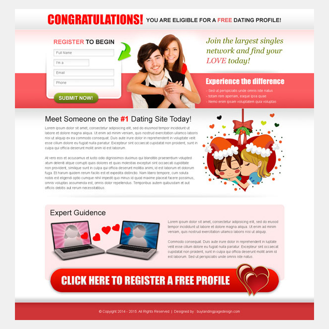 clean dating lead capture landing page Dating example