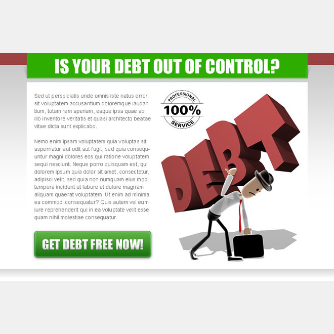 get debt free now effective ppv landing page design template Debt example