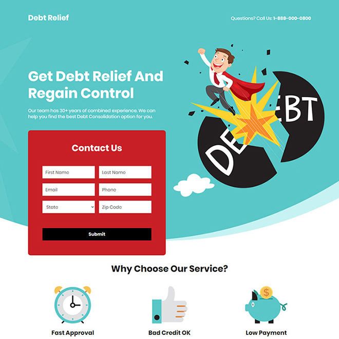 debt consolidation service responsive landing page design Debt example