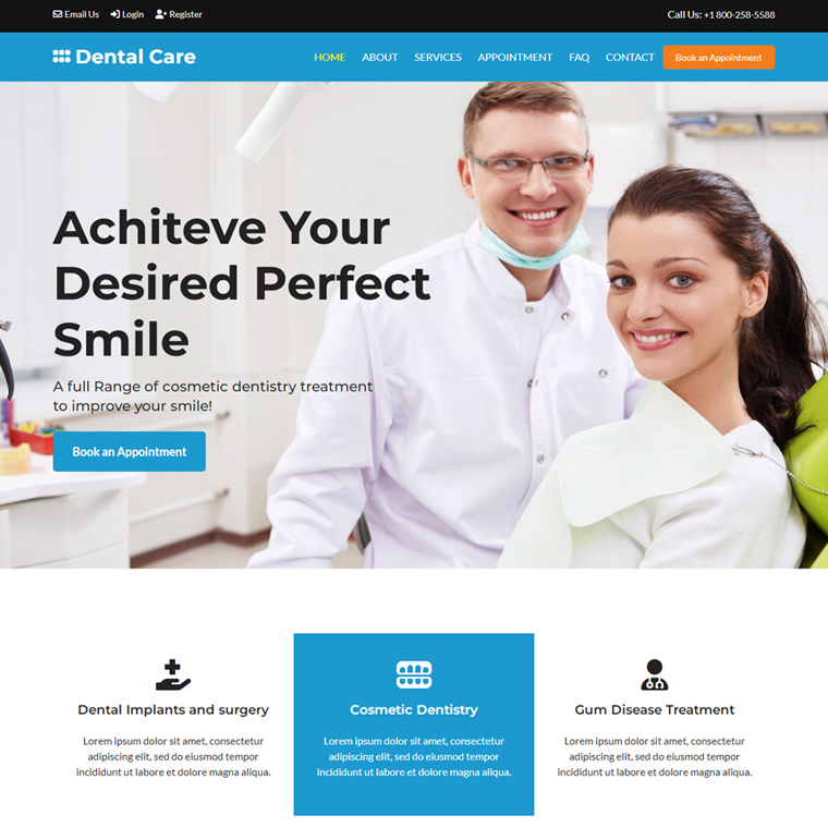 dental care service responsive website design Dental Care example