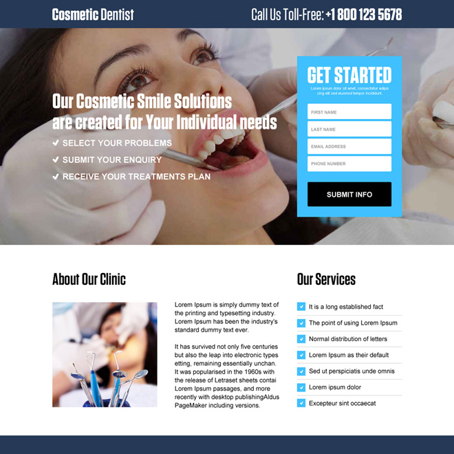 dentist lead generating responsive landing page design Dental Care example