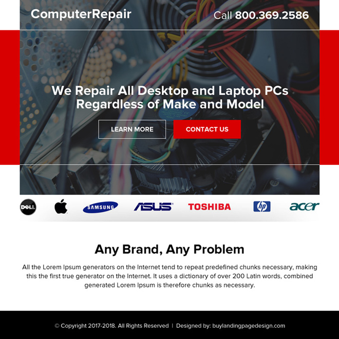 desktop and laptop repair ppv landing page