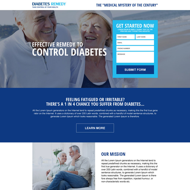 diabetes remedy responsive landing page design