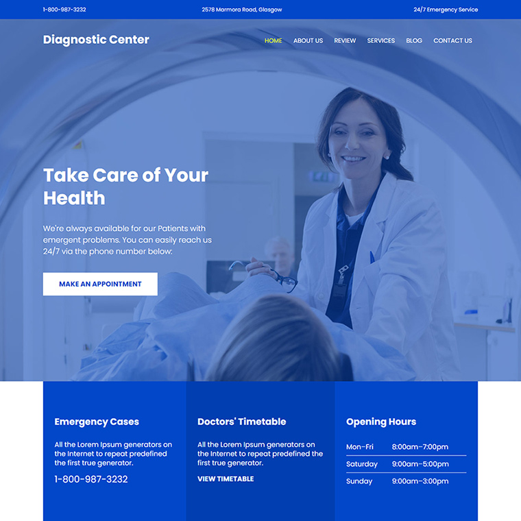 diagnostic center responsive website design Medical example