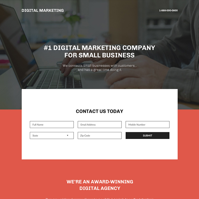 digital marketing company for small business landing page Marketing example