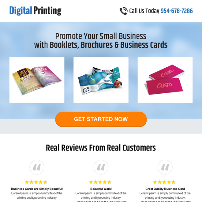 digital printing responsive landing page design