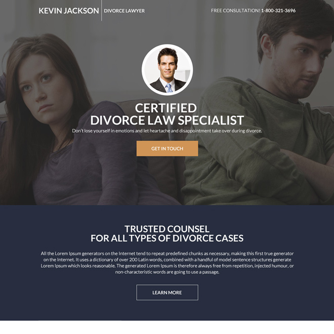 divorce lawyer specialist responsive landing page design