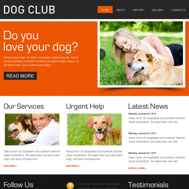 dog club attractive and effective html website template design Animals and Pets example