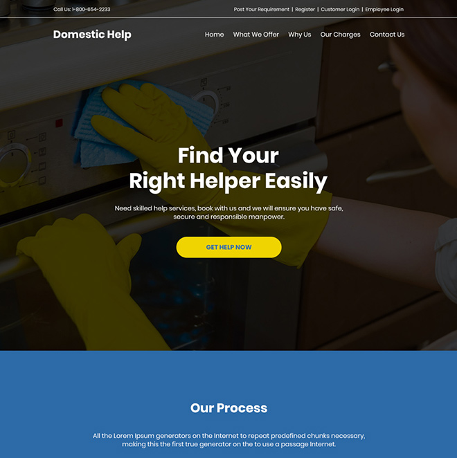 domestic helper service responsive website design Domestic Help example