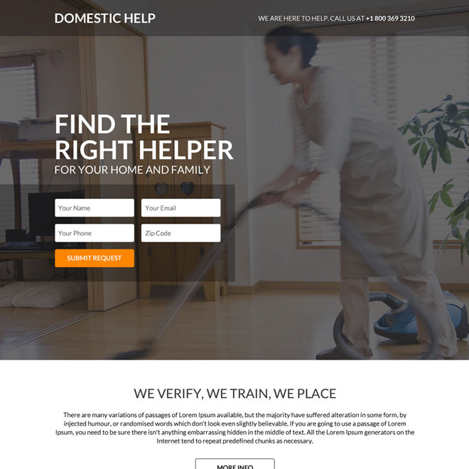 minimal and clean domestic helper responsive landing page