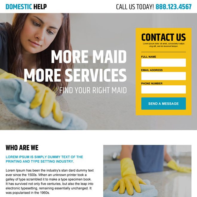 domestic maid agency service responsive landing page design