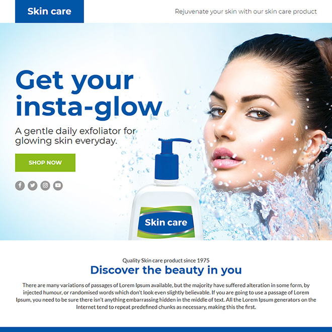 skin care product lead funnel responsive landing page design