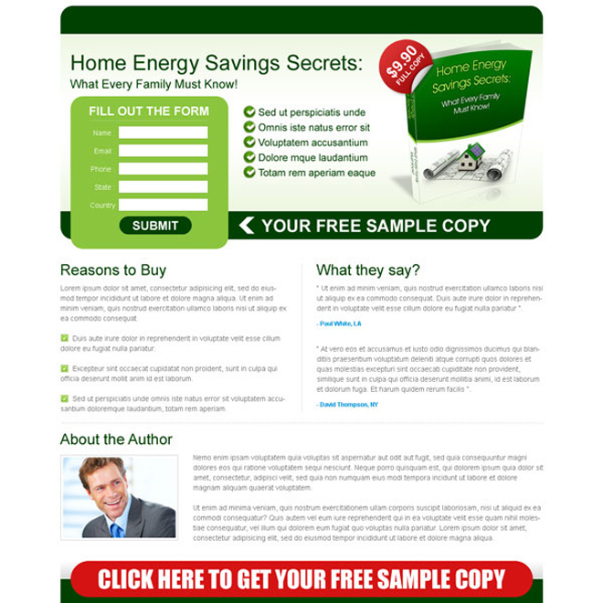 minimalistic small lead capture ebook landing page Ebook example