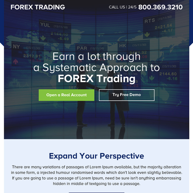 professional forex trading sign up capturing ppv landing page design Forex Trading example