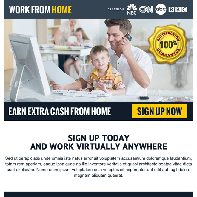 earn extra cash from home ppv landing page design