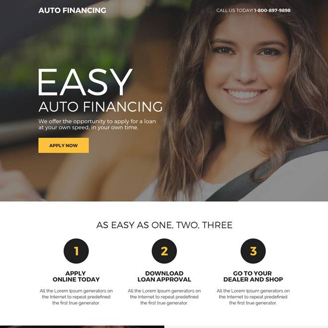 easy auto financing online application responsive landing page design