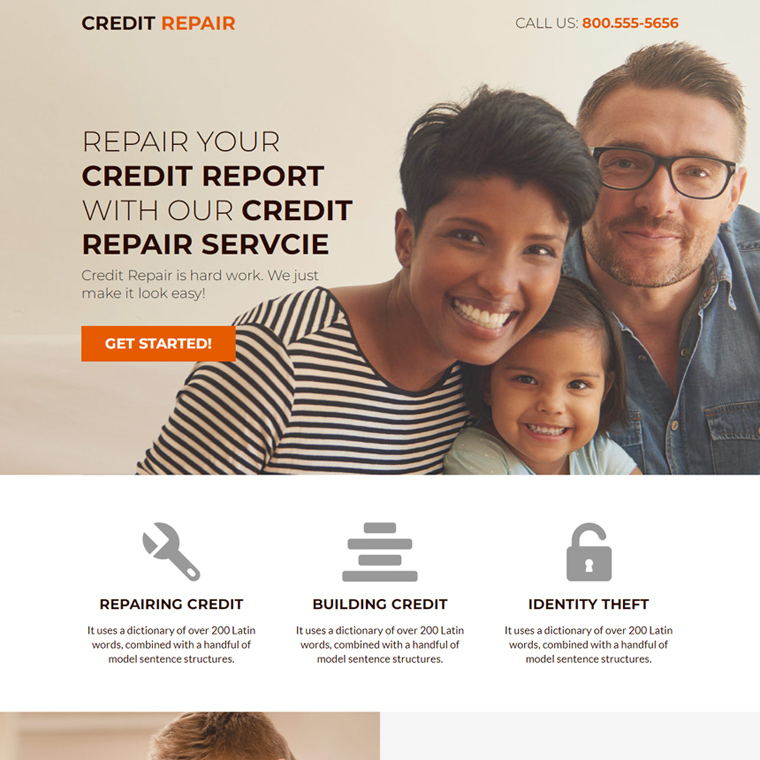 minimal credit repair services landing page Credit Repair example