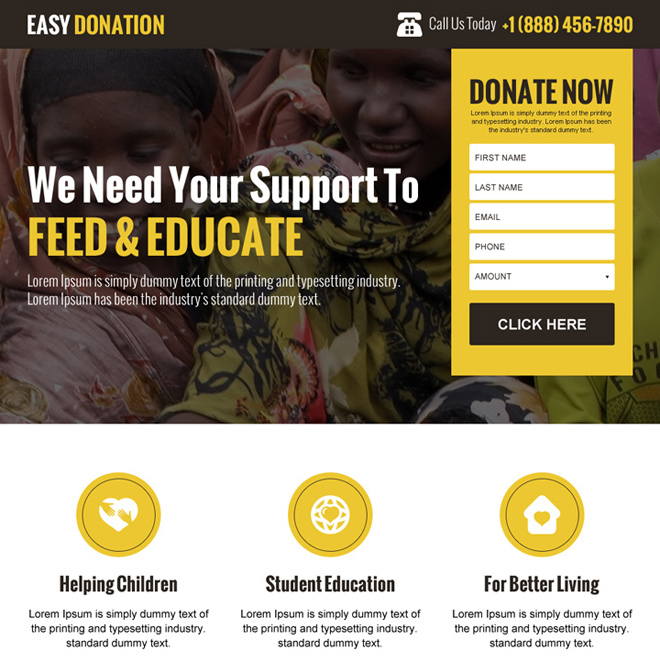 best charity and donation responsive landing page design Charity And Donation example