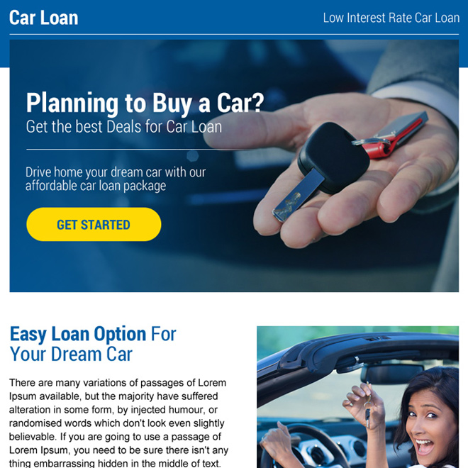 professional car loan strong call to action ppv landing page Auto Finance example