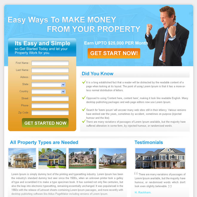 easy ways to make money from your property landing page for sale Mortgage example