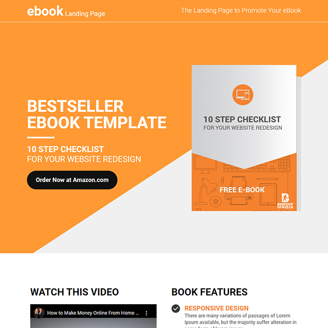 eBook selling lead capture responsive landing page design