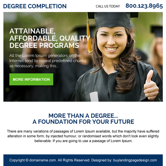 education degree programs ppv landing page design Education example