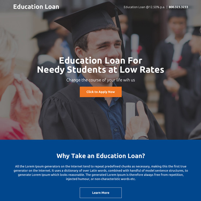 education loan responsive mini landing page Loan example