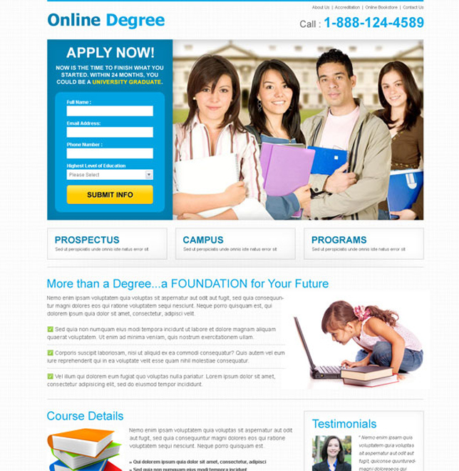 online degree apply now clean and simple join now landing page Education example