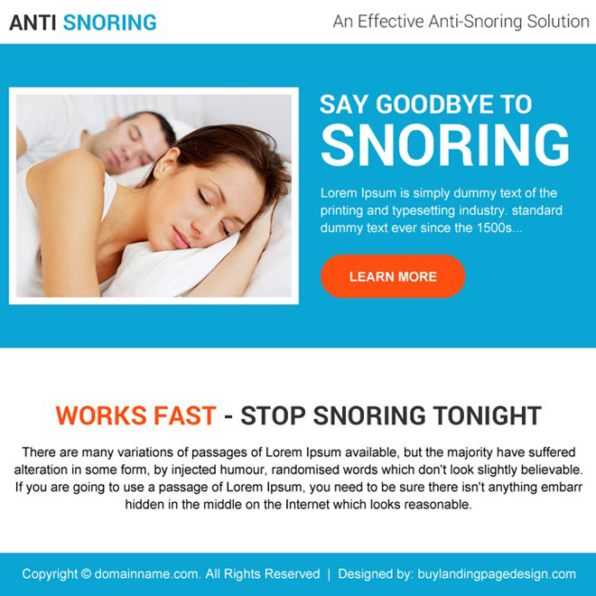 effective anti snoring solutions ppv landing page design