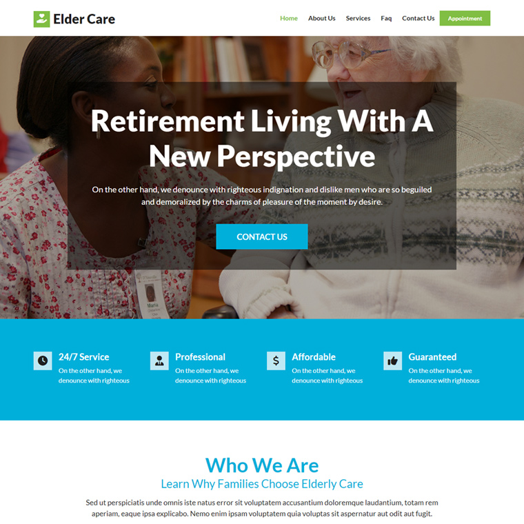 elderly care services responsive website design Elderly Care example