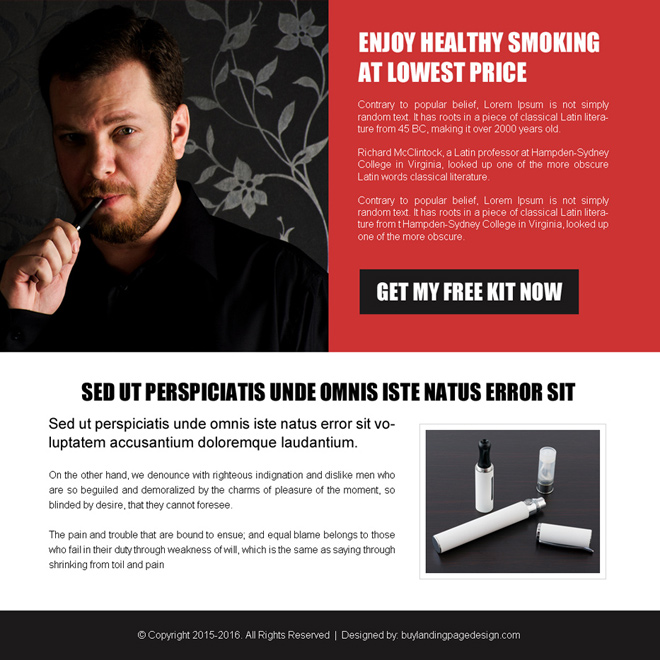 electronic cigarette ppv landing page design