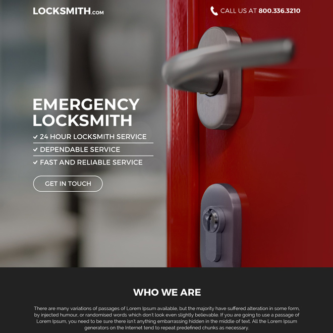 emergency locksmith service bootstrap landing page Locksmith example