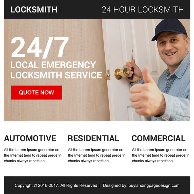 emergency locksmith service ppv landing page Locksmith example