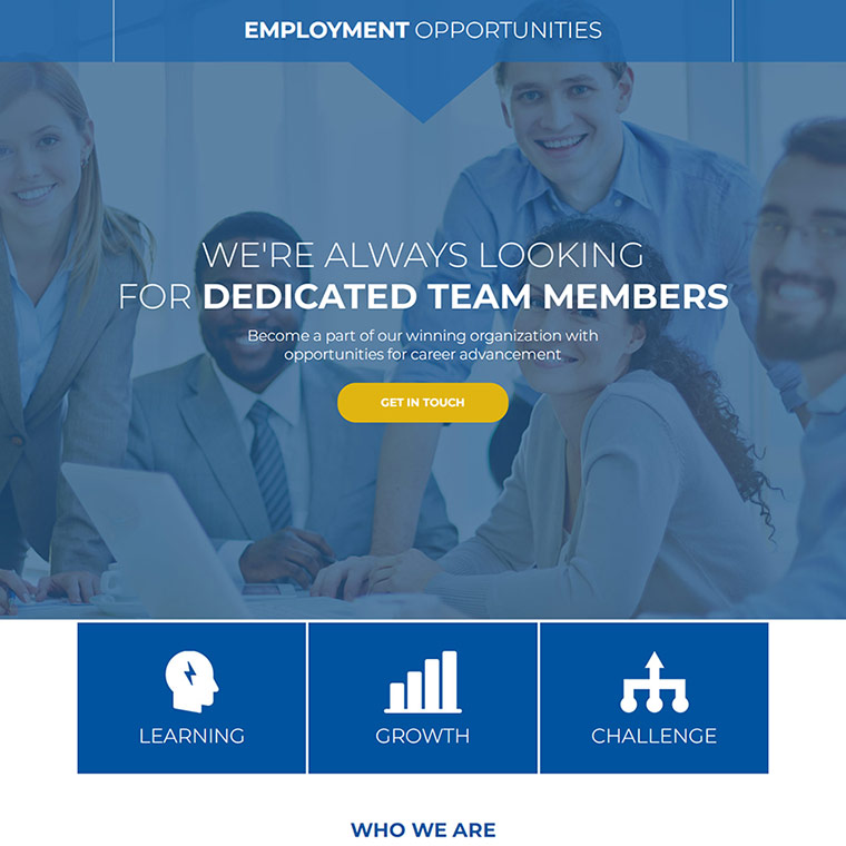 employment opportunities responsive landing page Employment Opportunity example