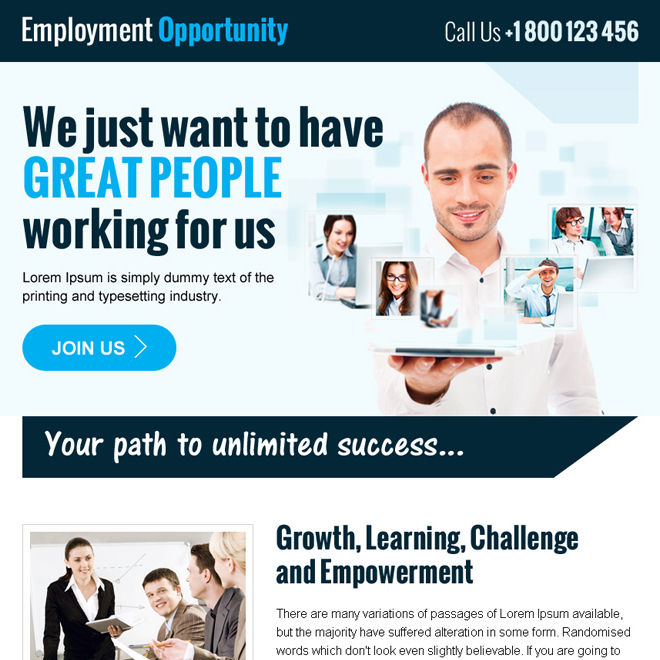 employment opportunity ppv landing page design