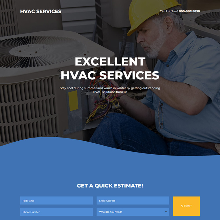 HVAC services quick estimate responsive landing page