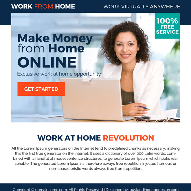 exclusive work from home opportunity ppv landing page design