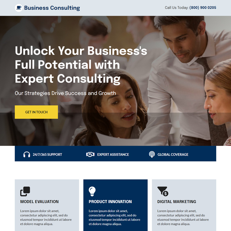 expert business consulting responsive landing page Business example