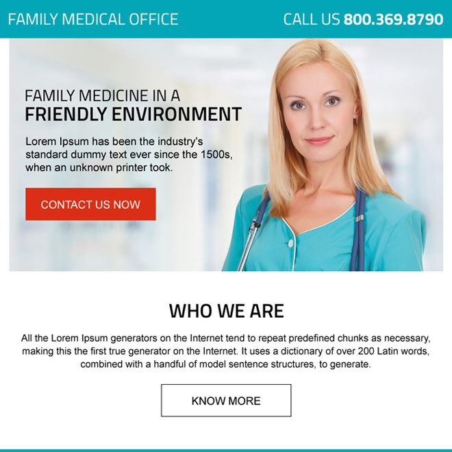 family medical office professional ppv landing page design Medical example